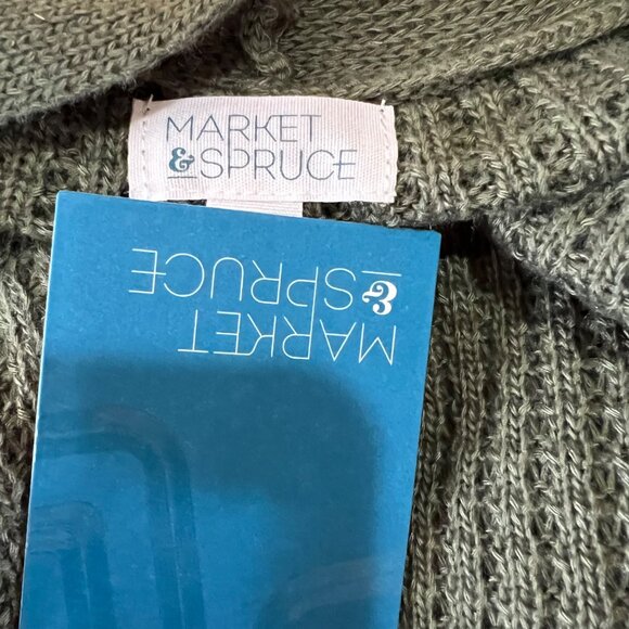 Market & Spruce Olive Green Open Front Cardigan Size Small Petite NWT - Picture 8 of 10